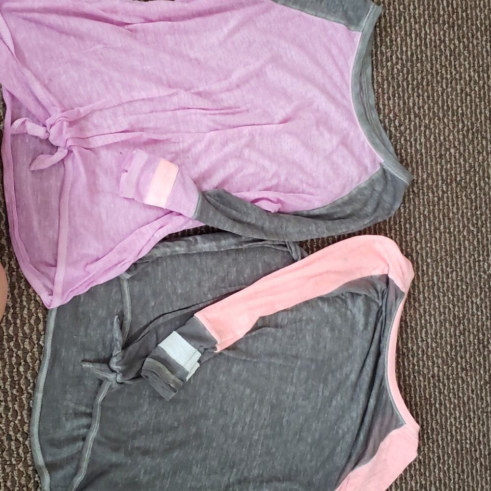 2 pink and purple 3 quarter sleeve tops